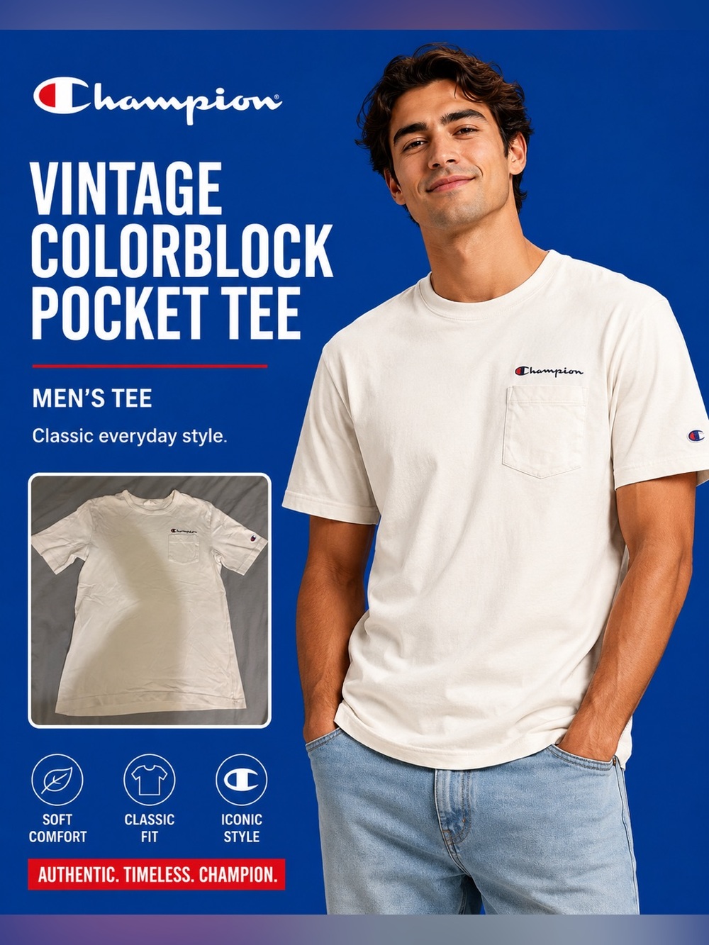 Champion vintage Colorblock Pocket Tee